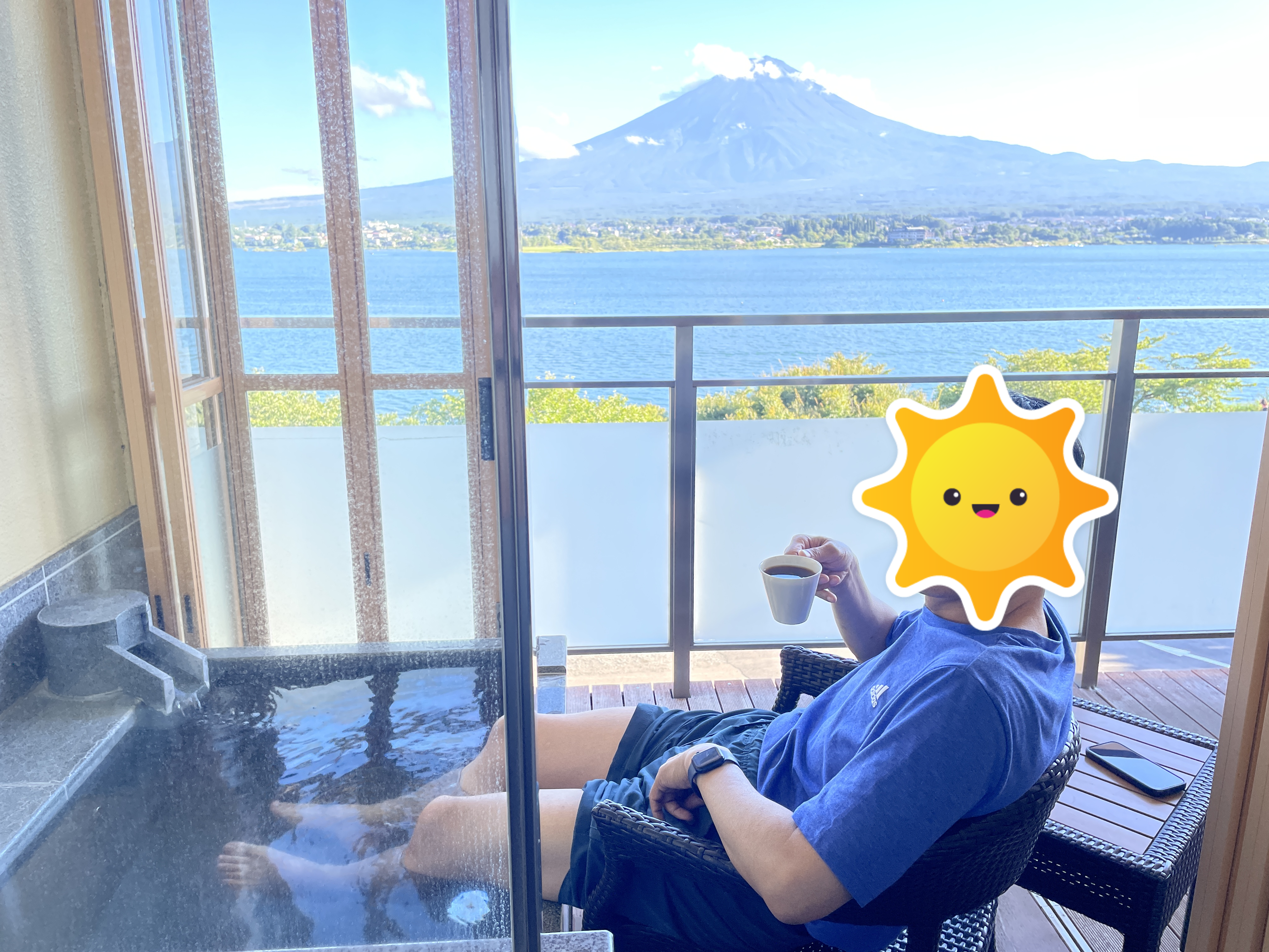 泡湯看富士山的爸爸